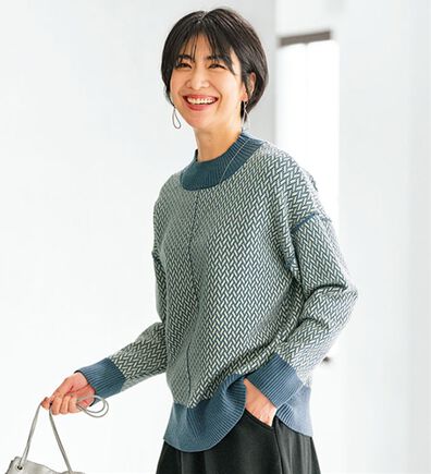 BELLUNA（ベルーナ）の「幾何柄ジャカードニットプルオーバー（ニット・セーター）」