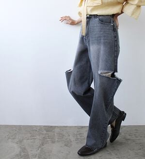 GeeRA（ジーラ）の「アソートカットアウトダメージパンツ（フルレングスパンツ）」｜ブラック