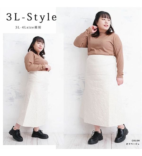 A HAPPY MARILYN（アハッピーマリリン）の「【Ｌ～６Ｌ】花柄キルトＡラインスカート（ロングスカート）」｜詳細画像