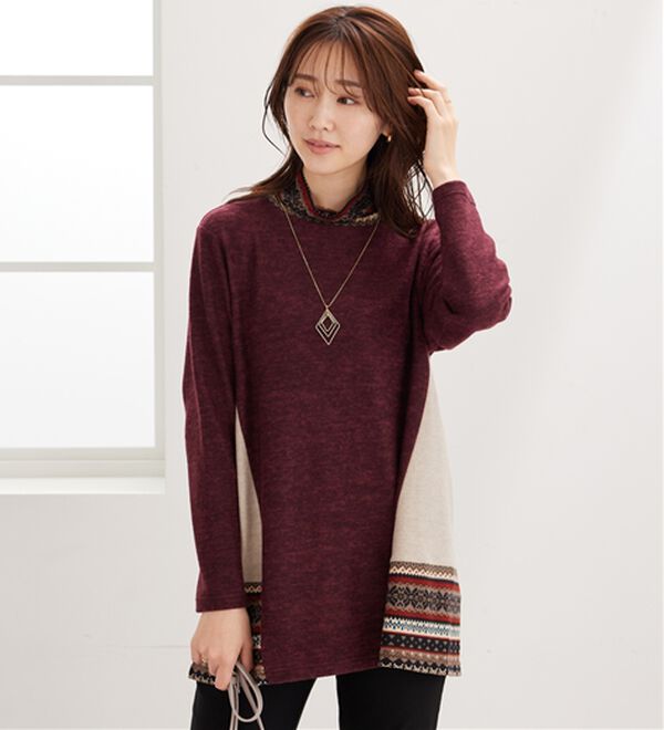 BELLUNA（ベルーナ）の「杢調サイド切替ノルディックチュニック（チュニック）」｜詳細画像