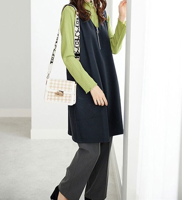 BELLUNA（ベルーナ）の「ボーダージャカード素材ジャンパースカート（ジャンパースカート）」｜詳細画像