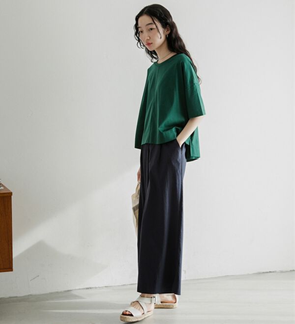 A HAPPY MARILYN（アハッピーマリリン）の「【LUMFORLE　produced by My:nia】華奢魅せ美人 なめらかシルケットスムース 肩タック カットソーＴシャツ（Tシャツ）」｜詳細画像