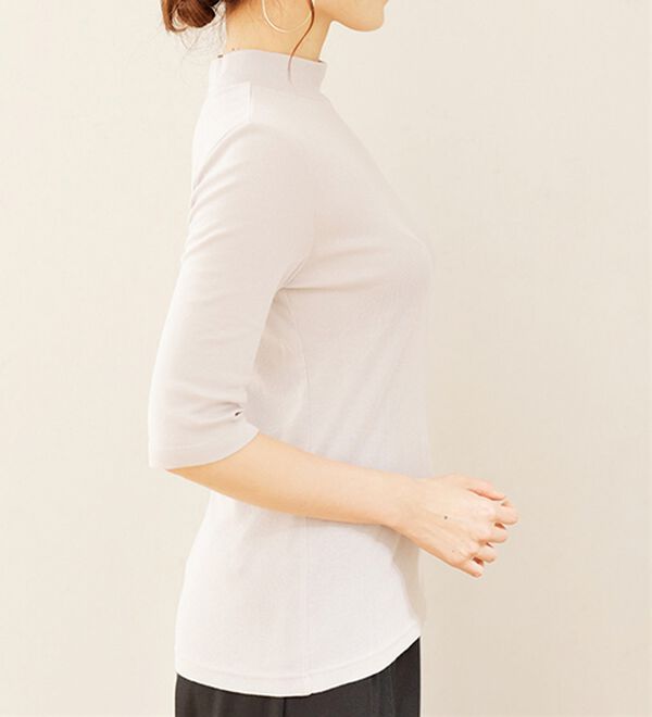 LAVIENNE（ラヴィエンヌ）の「【医師オススメ】ＵＶカット綿１００％ハイネックプルオーバー（５分袖）＜カラフルコットン＞（肌着・インナーウェア）」｜詳細画像