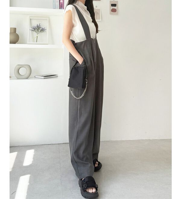 GeeRA（ジーラ）の「フロントジップハイウエストサロペット（オールインワン）」｜詳細画像