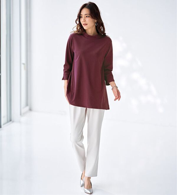 BELLUNA（ベルーナ）の「Ｔシャツ以上ブラウス未満　艶やか綿１００％チュニック（チュニック）」｜詳細画像