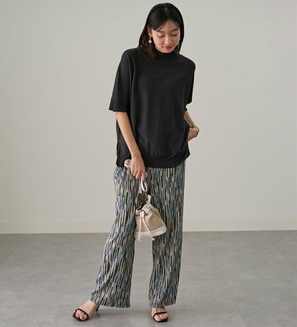 BELLUNA（ベルーナ）の「楊柳サラサラ素材プリントイージーパンツ（フルレングスパンツ）」｜詳細画像