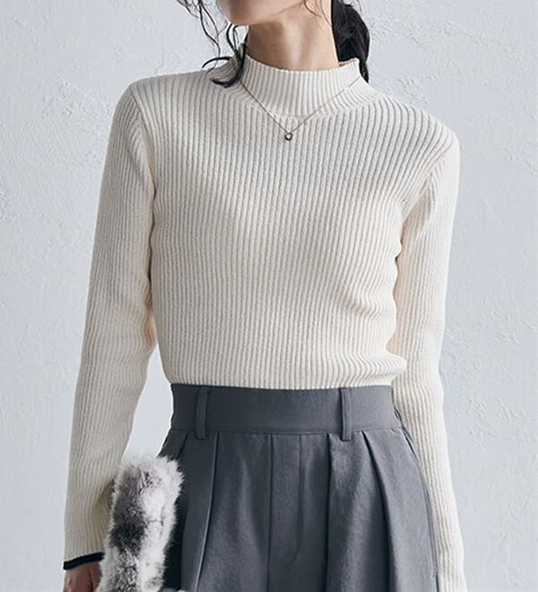 RANAN（ラナン）の「もちもちリブパイピングハイネックニット（ニット・セーター）」｜詳細画像