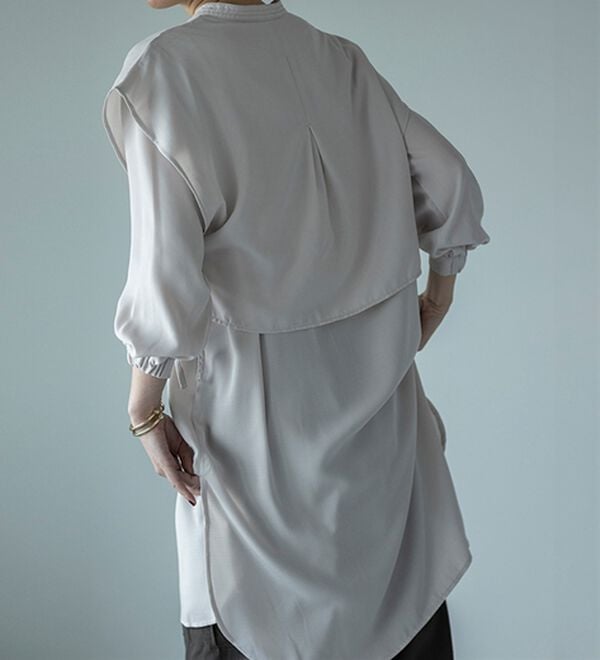 BELLUNA（ベルーナ）の「麻調素材レイヤード風ロングシャツ（シャツワンピース）」｜詳細画像