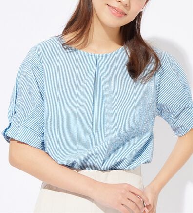 alotta（アロッタ）の「【接触冷感】ぽこぽこ素材袖タックブラウス（ブラウス）」