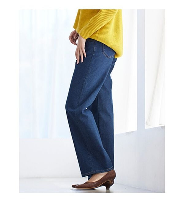 BELLUNA（ベルーナ）の「ぐんぐん伸びるカラーワイドデニム（ワイドパンツ・ガウチョ）」｜詳細画像