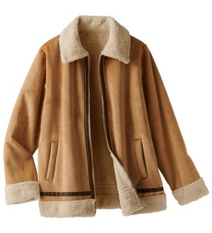 BELLUNA（ベルーナ）の「防風ベロア素材ミドル丈コート（ブルゾン）」｜キャメル