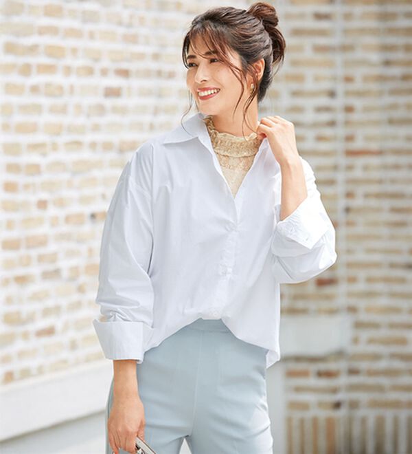 LAVIENNE（ラヴィエンヌ）の「【４色組】綿１００％レースネックインナー（肌着・インナーウェア）」｜詳細画像