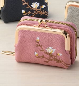 「お花のがま口財布（財布・パスケース）」｜ピンク