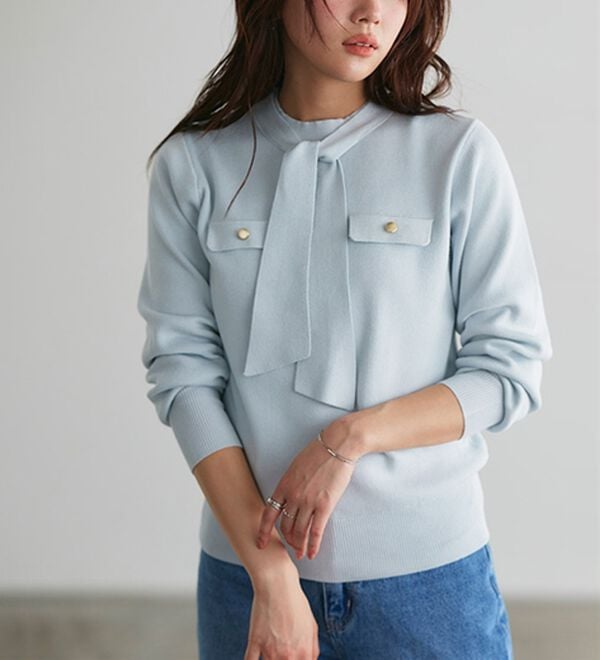 Pierrot（ピエロ）の「ボウタイポケットニット（ニット・セーター）」｜詳細画像