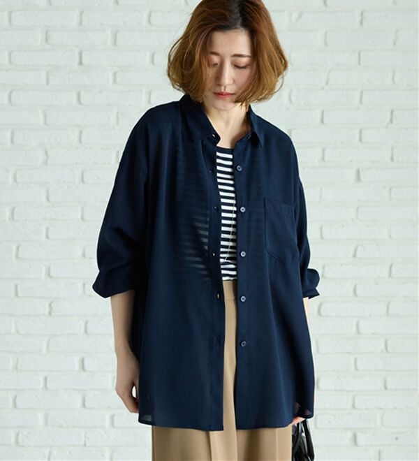 BELLUNA（ベルーナ）の「イージーケア！とろみ素材ビッグシャツ（シャツ）」｜詳細画像