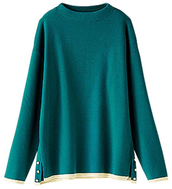 BELLUNA（ベルーナ）の「金ボタン使い配色ニットプルオーバー（ニット・セーター）」｜詳細画像