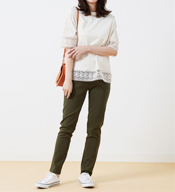 BELLUNA（ベルーナ）の「チノ見えストレッチ素材スリムパンツ（フルレングスパンツ）」｜詳細画像