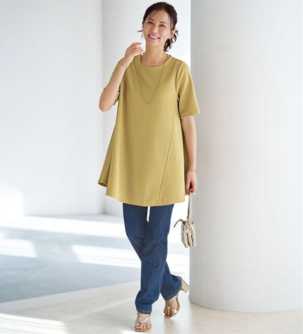 BELLUNA（ベルーナ）の「ひんやり！ポコポコエンボス素材－３ｋｇ見えチュニック（チュニック）」｜詳細画像