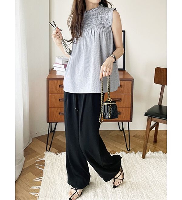 GeeRA（ジーラ）の「ストライプシャーリングブラウス（アンサンブル）」｜詳細画像