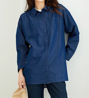 BELLUNA（ベルーナ）の「ポケット付デニムシャツチュニック（チュニック）」｜ネイビー系