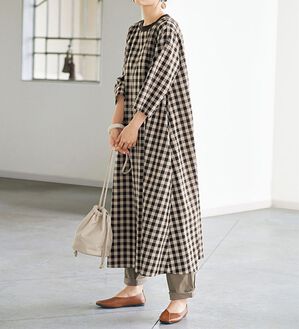 リブ使いコットンリネンワンピース - ベルーナ【公式】