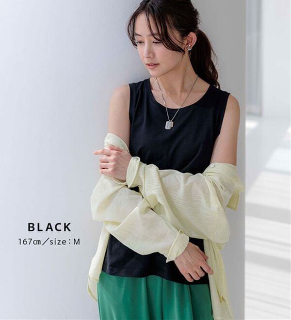 BELLUNA（ベルーナ）の「ヒンヤリ！綿１００％サマ見えタンクトップ（タンクトップ・キャミソール）」｜詳細画像