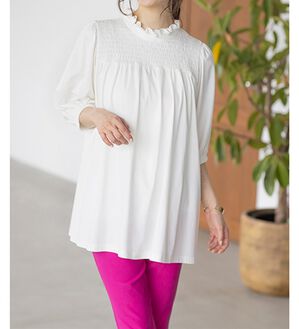 RANAN（ラナン）の「シャーリングパフスリーブチュニック（チュニック）」｜オフホワイト