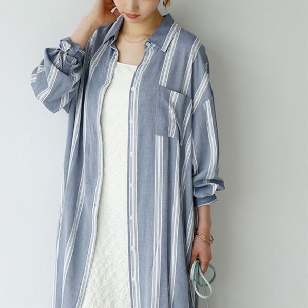 GeeRA（ジーラ）の「スリット入りロングシャツワンピース（シャツワンピース）」｜詳細画像