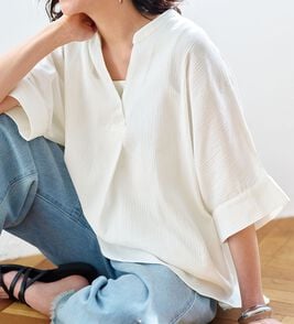 BELLUNA（ベルーナ）の「綿１００％楊柳素材ドルマンチュニック（チュニック）」