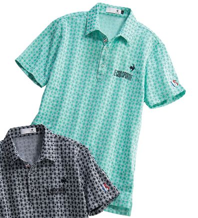 「＜ルコックスポルティフ＞モノグラム柄ジャカード半袖シャツ（メンズゴルフウェア）」
