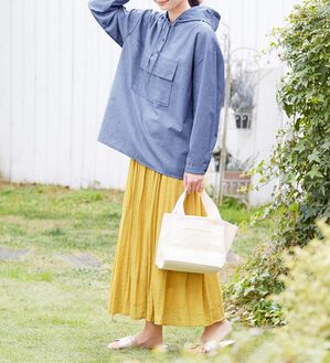 Viola e Viola（ヴィオラ エ ヴィオラ）の「スラブ素材マキシフレアースカート（ひざ丈スカート）」｜マスタード