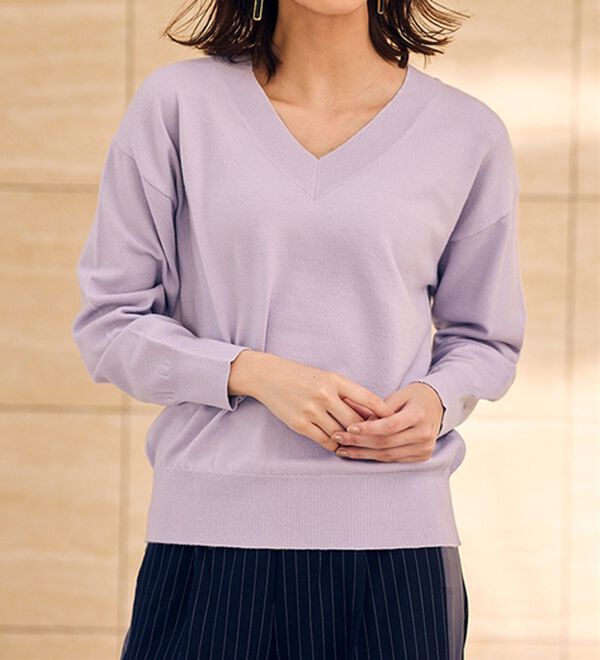 RANAN（ラナン）の「もちもちベーシックニット（Vネック・ハイネック）（ニット・セーター）」｜詳細画像