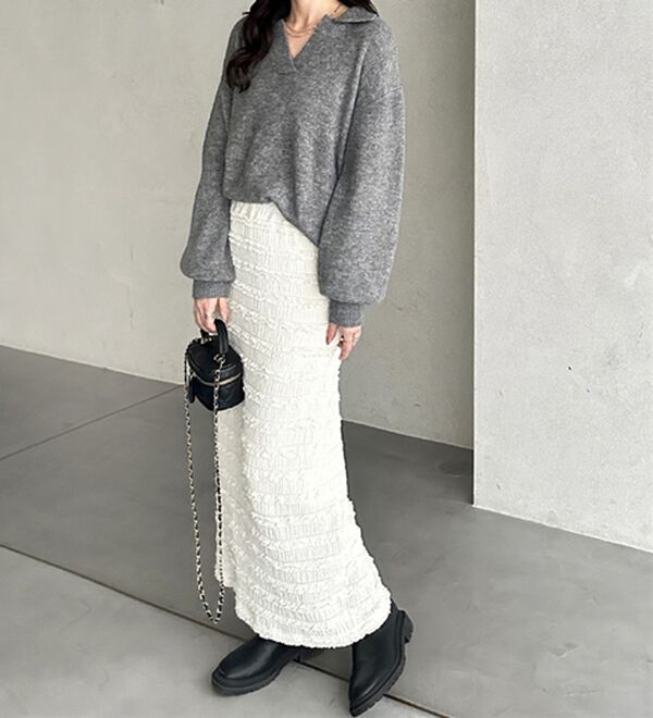 GeeRA（ジーラ）の「すっきりオシャレ見え！ジャカードレースタイトスカート（ロングスカート）」｜詳細画像