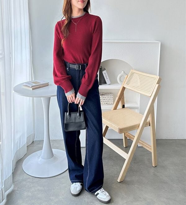 GeeRA（ジーラ）の「【再入荷】レイヤード風モチっと柔らかリブニット（ニット・セーター）」｜詳細画像