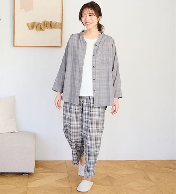 LAVIENNE（ラヴィエンヌ）の「【オーガニックコットン使用】綿１００％Ｗガーゼのルームパジャマ（パジャマ・ルームウェア）」｜詳細画像