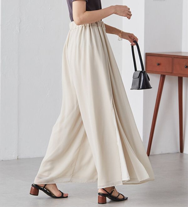 RANAN（ラナン）の「ひんやり！サイドスリットシフォンパンツ（フルレングスパンツ）」｜詳細画像