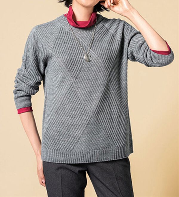 VINNO（ヴィノ）の「＜日本製＞贅沢プレミアムウール１００％プルオーバー（カットソー）」｜詳細画像