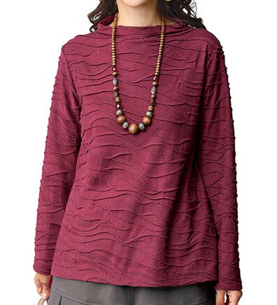 BELLUNA（ベルーナ）の「タックジャカード素材ボトルネックプルオーバー（カットソー）」