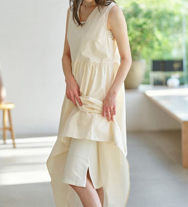 YU'NOW（ユナウ）の「【抗菌防臭】【吸水速乾】ブラ紐隠しのインナーワンピース（スリップ・ペチコート）」｜詳細画像