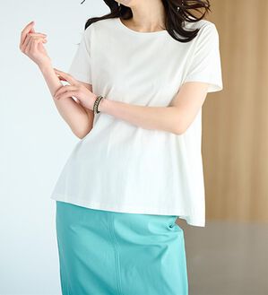 RANAN（ラナン）の「＜ＢＣ＞綿１００％ひんやりフレアーシルエットプルオーバー（カットソー）」｜オフホワイト