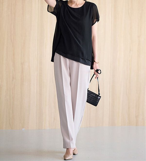 RANAN（ラナン）の「【選べる２丈】機能付！美脚シルエットセンタープレスワイドパンツ（フルレングスパンツ）」｜詳細画像