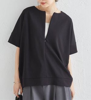RANAN（ラナン）の「ハーフジップコクーンプルオーバー（チュニック）」｜ブラック