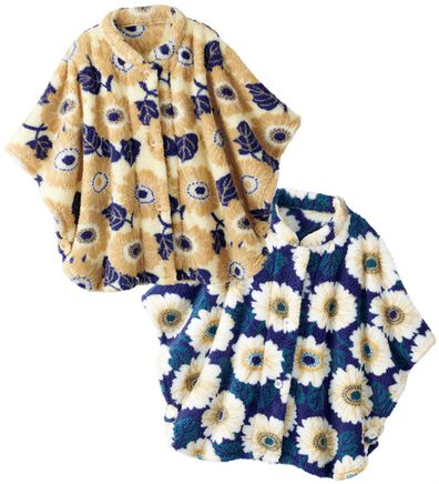 ルフラン（ルフラン）の「【２色組】ほっこり花柄のくつろぎポンチョ（パジャマ・ルームウェア）」