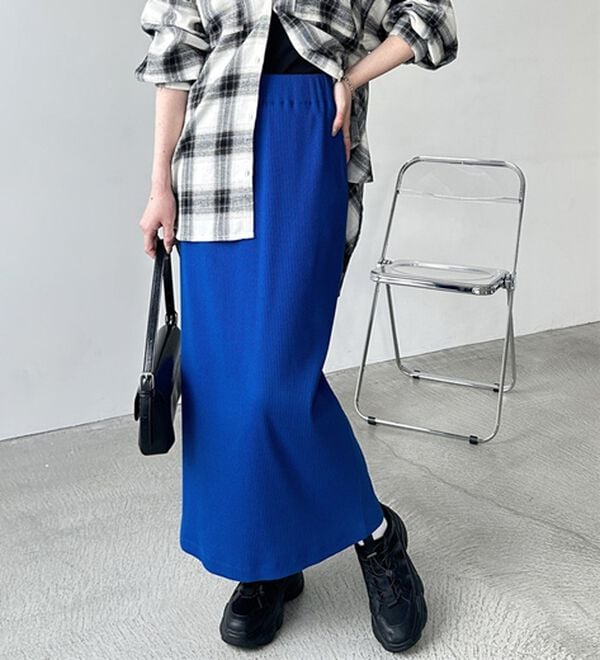 GeeRA（ジーラ）の「【着回し力◎】楽ちんすっきり見え！リブロングスカート（ロングスカート）」｜詳細画像