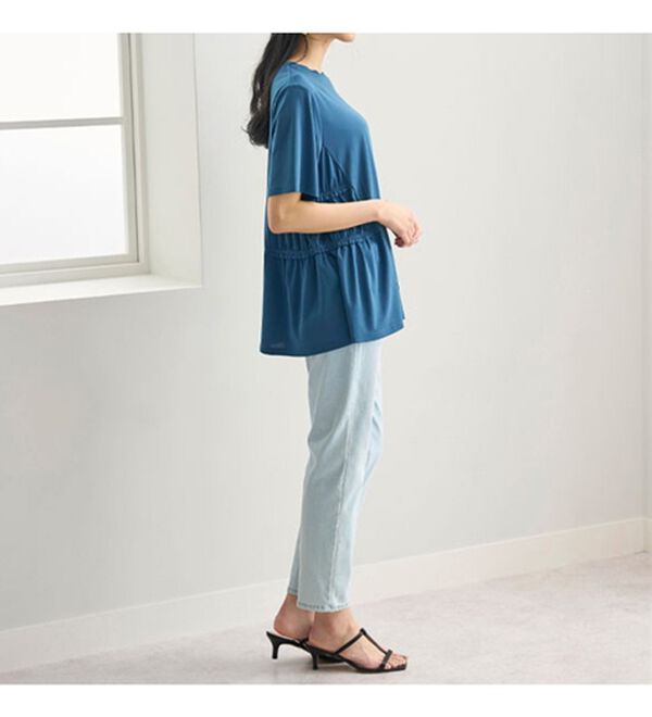 BELLUNA（ベルーナ）の「ヒンヤリ！サイドギャザー使いチュニック（チュニック）」｜詳細画像