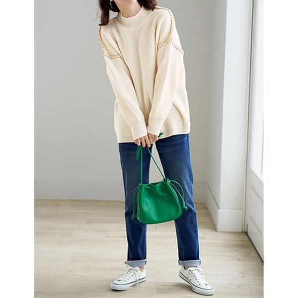 BELLUNA（ベルーナ）の「ゆるっと着映えるハンドステッチセーター（ニット・セーター）」｜詳細画像