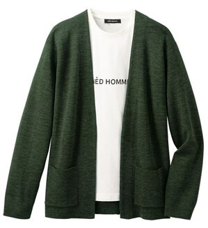 「＜ＩＮＥＤ　ＨＯＭＭＥ＞カーデアンサンブル（メンズニット・セーター）」｜カーキ