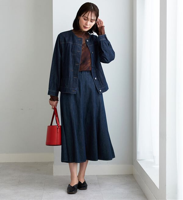 BELLUNA（ベルーナ）の「やわらかデニム素材ノーカラージャケット（その他ジャケット）」｜詳細画像