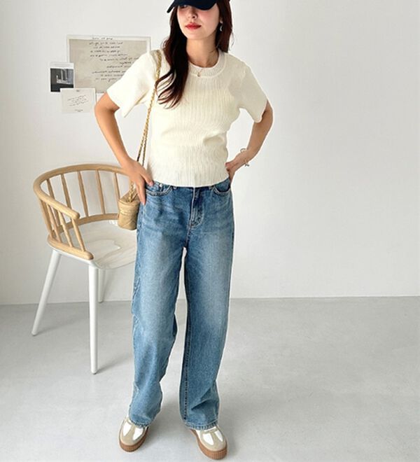 GeeRA（ジーラ）の「編地切替ニットトップス（ニット・セーター）」｜詳細画像