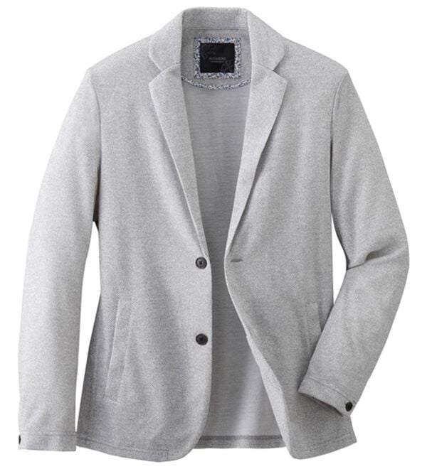 「麻入りメッシュテーラードカーディガン（メンズカーディガン）」｜グレー